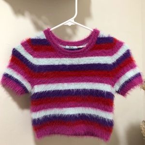Kimchi Blue Striped Fuzzy Crop Top